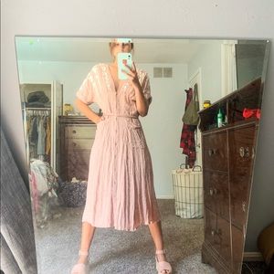 🌸FREE PEOPLE BLUSH PINK MIDI TRUE BUTTON UP DRESS
